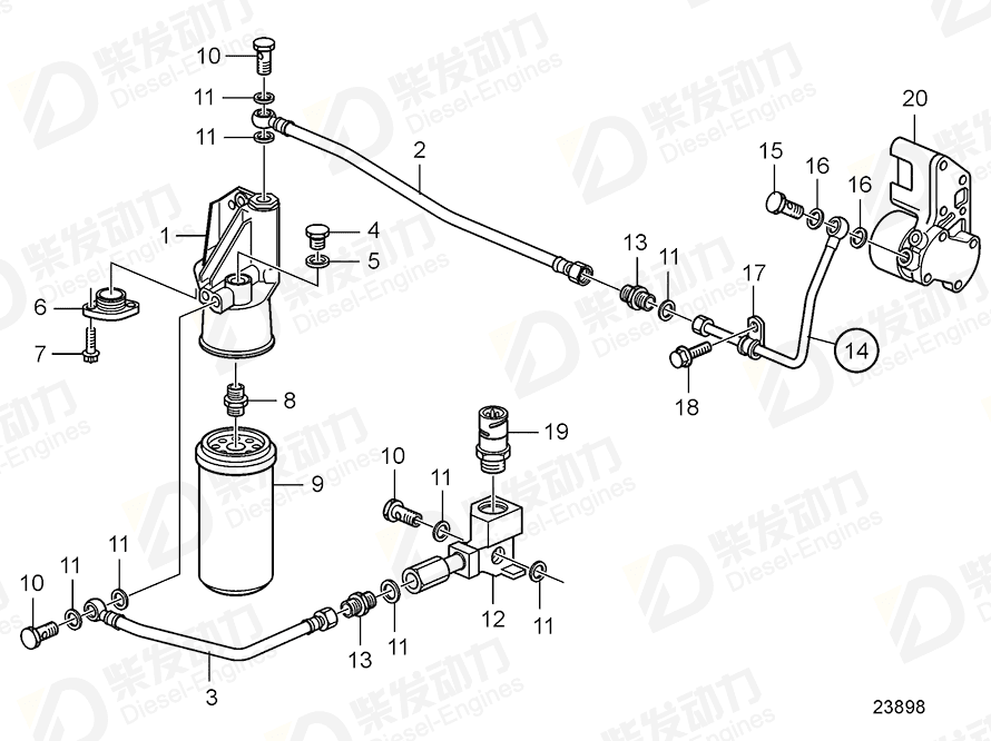 VOLVO Hose assembly 20851196 Drawing